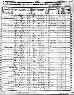 Page du recensement de l'État de New York de 1855 Le recensement de 1855 a été le dernier recensement avant la destruction de Seneca Village pour la construction de Central Park