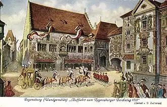 Droit de passage des ambassadeurs auprès du Reichstag dans l'hôtel de ville.