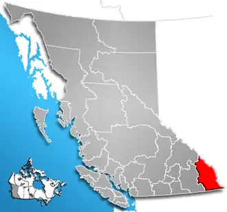 Localisation de District régional d'East Kootenay