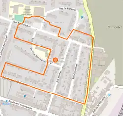 Contour Cité Brimontel et Parc d'Artillerie.