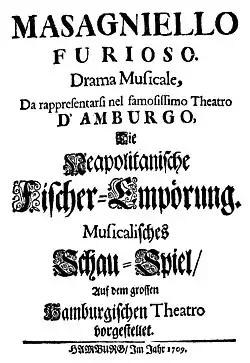 Description de l'image Reinhard Keiser - Masaniello furioso - titlepage of the libretto.jpg.