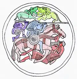 Schéma explicatif du dessin de la bractéate.