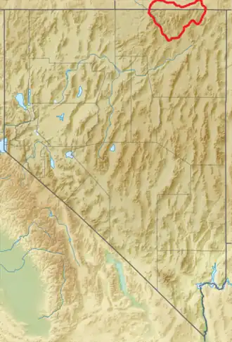 Carte de localisation des monts Jarbidge au Nevada, à cheval sur l'Idaho.