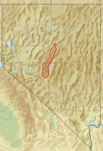 Carte de localisation du chaînon Toiyabe.