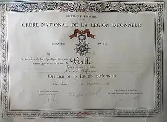 René Beille officier de la légion d’honneur en 1954.