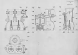 Schéma noir et blanc des carburateurs.