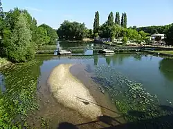photographie en couleurs d'un cours d'eau vu depuis un pont.