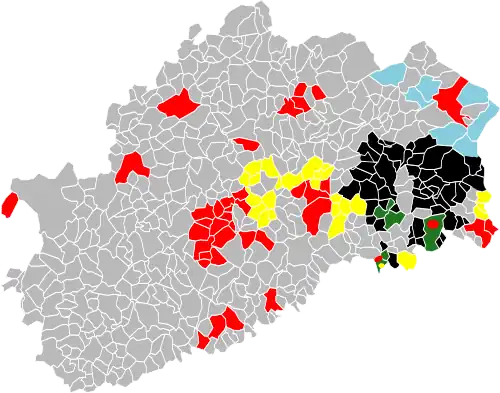 Carte des communes de Haute-Saône.
