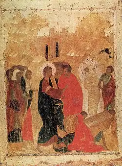 Attribué à Andreï Roublev, Résurrection de Lazare.