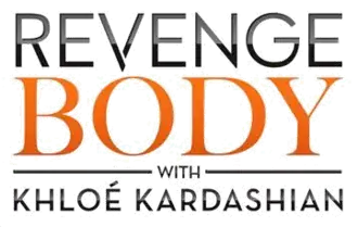 Logo noir et orange disant : Revenge Body with Khloé Kardashian.