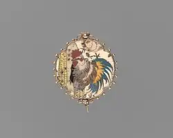 Broche réversible, c. 1869, émail et or, MET.