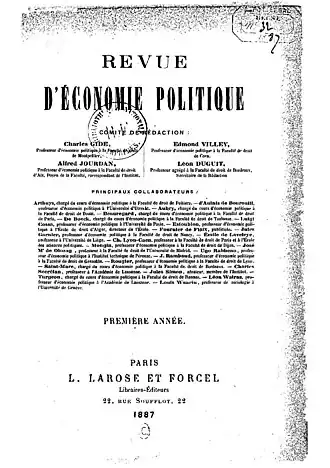 Image illustrative de l’article Revue d'économie politique