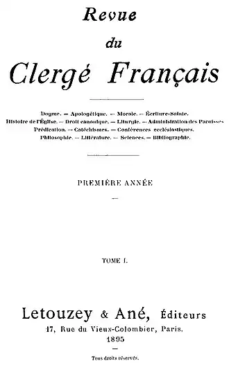 Image illustrative de l’article Revue du clergé français