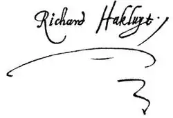 signature de Richard Hakluyt