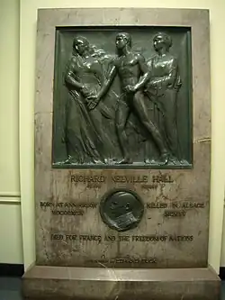 Richard Nelville Hall, tué en Alsace, mort pour la France et la liberté des nations (1920), Hanover, Dartmouth College.