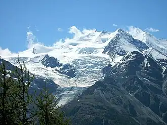 Le Dürrenhorn (à droite) et le glacier de Ried