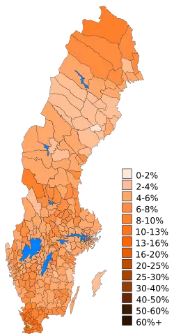 Carte des résultats des autres partis (dont les SD).