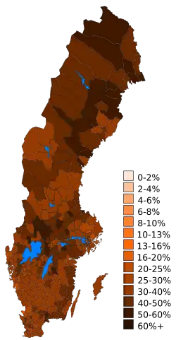 Carte des résultats du Parti social-démocrate.