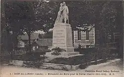Photo, Rion des Landes, le monument aux morts sur la place des Tilleuls, Phototypie Marcel Delboy Bordeaux, 1922