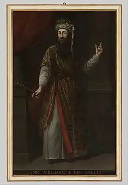 Portrait en pied du comte Amédée VIII de Savoie, du XVIIIe&nbsp;siècle, non signé.