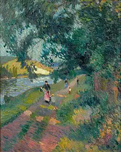 Promenade sur le chemin de Halage, huile sur toile, 81&nbsp;×&nbsp;65&nbsp;cm