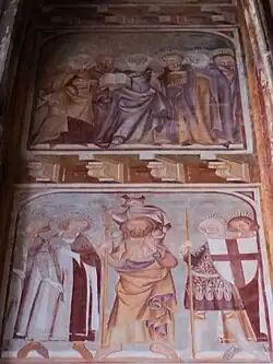 Chapelle de Tous les Saints : st. Christophe portant l'Enfant Jésus et st. Georges.