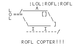 Roflcopter en art ASCII animé.