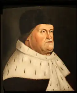 Portrait d'un homme, portant hermine blanche et bonnet noir.