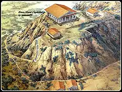 Le Capitolium entre l'époque royale et le début de la République, avec le temple de Jupiter Capitolin et celui de Junon Moneta.