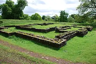 Vestiges du temple de Nodens, site de Lydney Park, Gloucestershire.
