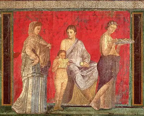 Détail de la Mégalographie de la villa des Mystères.