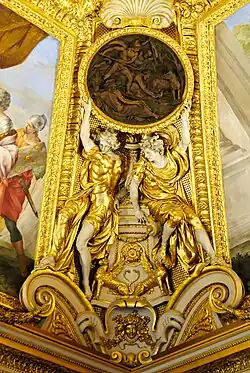 Romulus et Remus allaités par la louve, médaillon et bas-relief en stuc, Paris, palais du Louvre, grand cabinet de la reine.