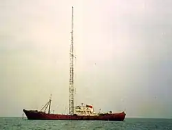 MV Ross Revenge, second bateau d'où étaient diffusées les émissions de Radio Caroline depuis le début de l'année 1983.