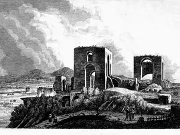 Gravure publiée dans Luigi Rossini, Viaggio pittoresco da Roma a Napoli, 1839.