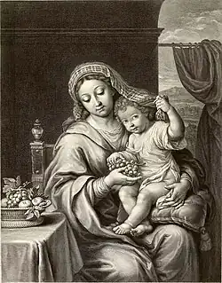 La Vierge à la grappe de raisin d'après Pierre Mignard.