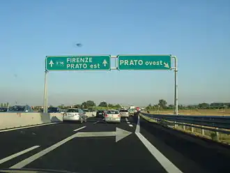 La E76 près de Prato en Italie