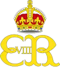 Monogramme du roi Édouard VIII, surmonté de la couronne Tudor.