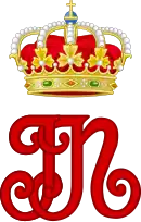 Monogramme en lettre rouge et or.