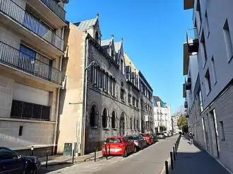 Vue générale, façade de l'école de communication visuelle au n°15