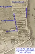 partie aval du quai de la Rapée et de la rue de Bercy en 1737