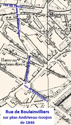 Rue de Boulainvilliers en 1846.
