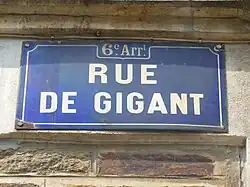 Plaque de la rue de Gigant (6e&nbsp;arrondissement)