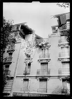 Dégâts dus aux bombardements du 2 juin 1918 au no&nbsp;152 rue de Tolbiac.