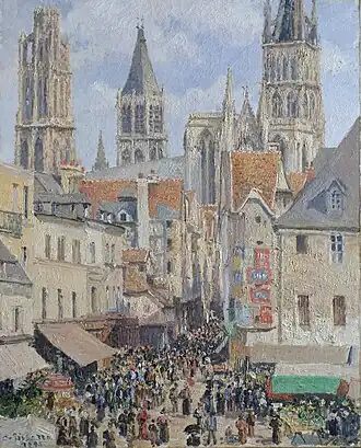 Camille Pissarro : Rue de l'Épicerie, Rouen, effet de soleil, 1898, Metropolitan Museum of Art.