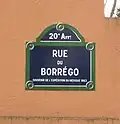 Plaque de rue de la rue du Borrégo.