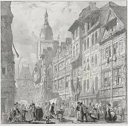 Rue du Gros Horloge, Rouen. Bonington, 1825