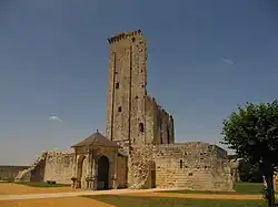Les ruines du donjon et de son enveloppe.