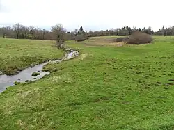 Le ruisseau de l'Étang des Landes au lieu-dit Étang Girard. La zone à droite du ruisseau fait partie de la ZNIEFF.