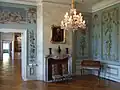 Salle de musique avec papiers peints du château d'Ostrau, vers 1720/1730