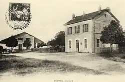 Carte postale de la gare vers 1908.